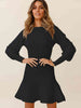 Round Neck Lantern Sleeve Sweater Dress Bazaarbey