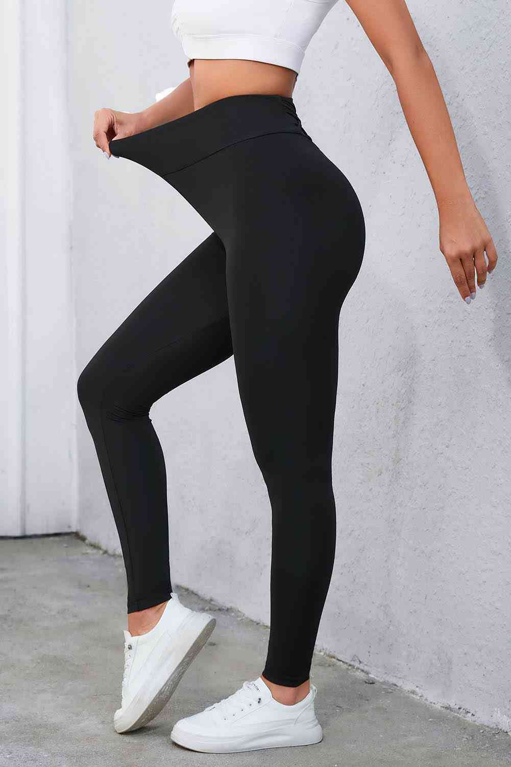 Crisscross Detail Wide Waistband Leggings Bazaarbey