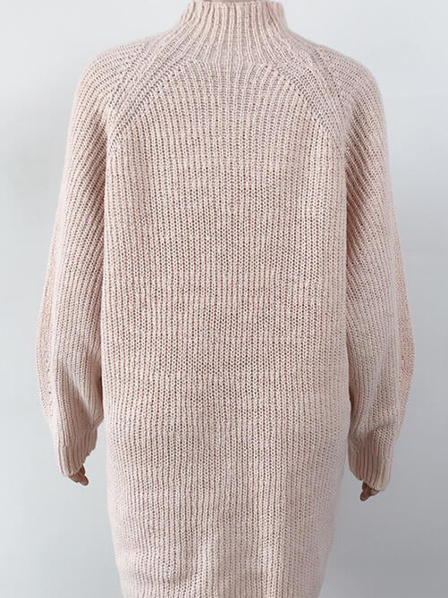 Mock Neck Dropped Shoulder Sweater Dress Bazaarbey