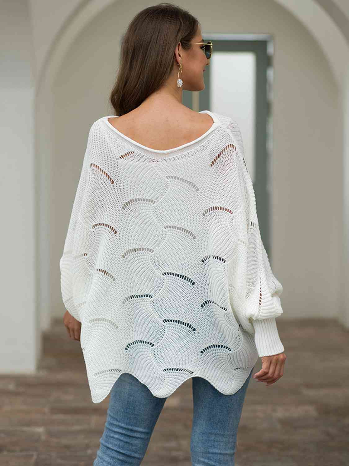 Boat Neck Lantern Sleeve  Knit Top Bazaarbey