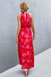 Printed Sleeveless Tie Waist Maxi Dress Bazaarbey