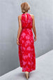 Printed Sleeveless Tie Waist Maxi Dress Bazaarbey