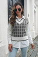 Plaid V-Neck Sweater Vest Trendsi