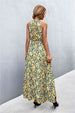 Printed Sleeveless Tie Waist Maxi Dress Bazaarbey