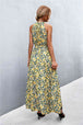 Printed Sleeveless Tie Waist Maxi Dress Bazaarbey