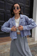 Lapel Collar Long Sleeve Denim Jacket Bazaarbey