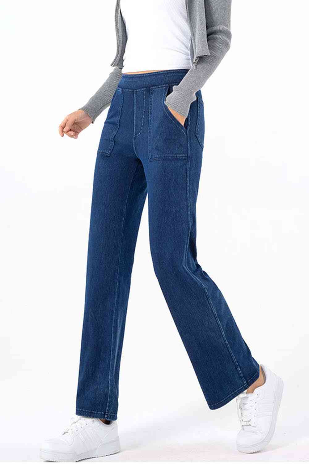 Pocketed Long Jeans Bazaarbey
