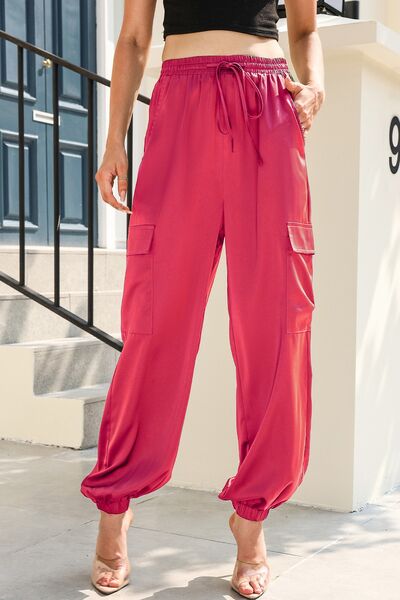 Long Tie Waist Pocketed Pants Bazaarbey
