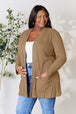 Ribbed Open Front Cardigan with Pockets Bazaarbey