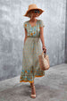 V-Neck Short Sleeve Printed Maxi Dress Bazaarbey