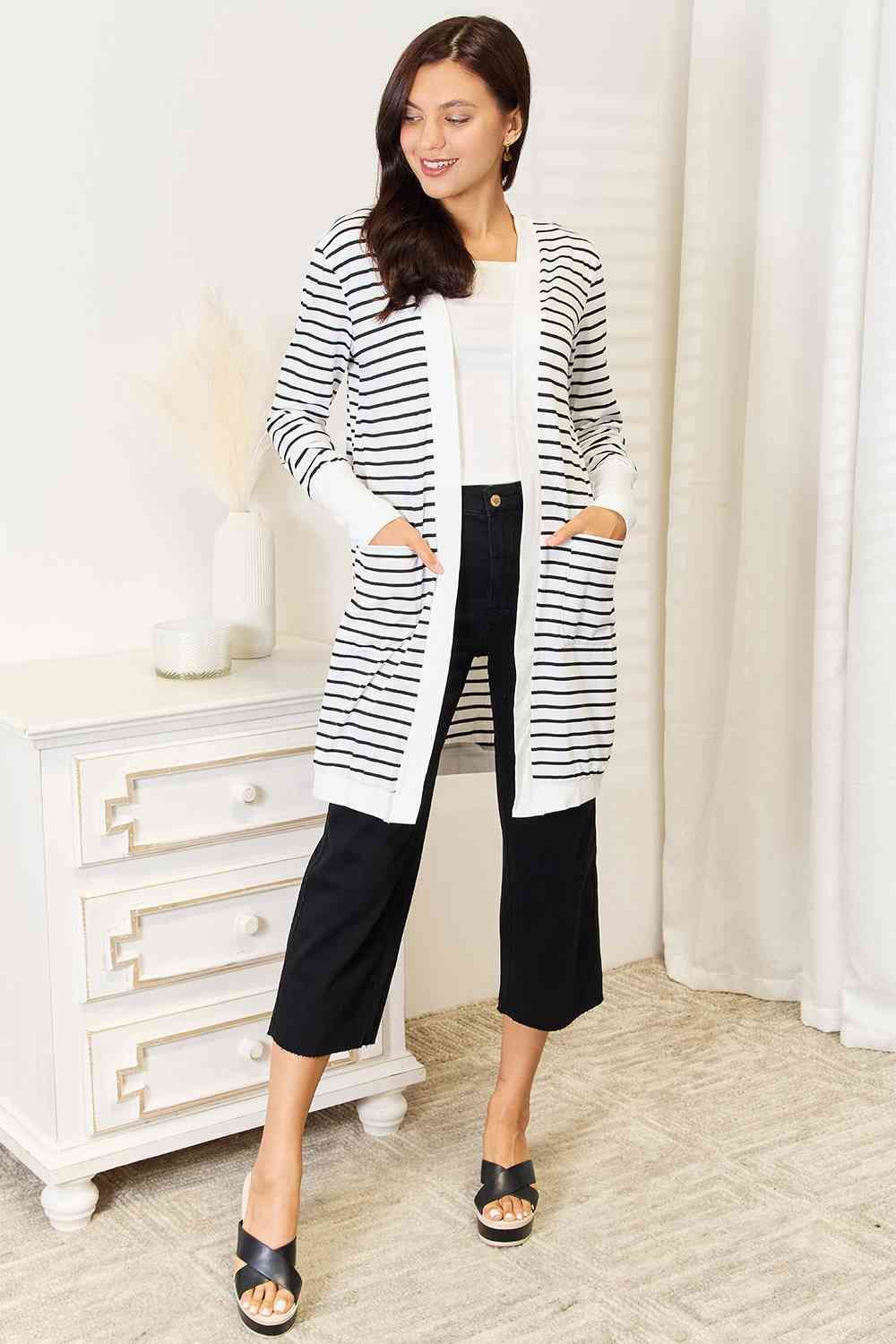 Striped   Cardigan Trendsi