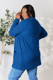 Ribbed Open Front Cardigan with Pockets Bazaarbey