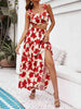 Floral Tie Shoulder Top and Tiered Maxi Skirt Set Bazaarbey