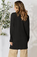 Ribbed Open Front Cardigan with Pockets Bazaarbey