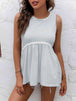 Striped Lace Trim Round Neck Tank Bazaarbey