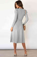 Round Neck Long Sleeve Tie Waist Sweater Dress Bazaarbey