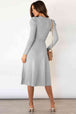 Round Neck Long Sleeve Tie Waist Sweater Dress Bazaarbey