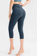 Wide Waistband Cropped Active Leggings with Pockets Bazaarbey