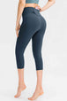 Wide Waistband Cropped Active Leggings with Pockets Bazaarbey