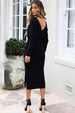 Surplice Neck Bow Waist Slit Sweater Dress Bazaarbey