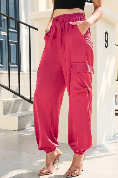 Long Tie Waist Pocketed Pants Bazaarbey