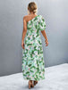 Printed Tie Waist One Shoulder Maxi Dress Bazaarbey