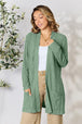 Ribbed Open Front Cardigan with Pockets Bazaarbey
