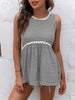 Striped Lace Trim Round Neck Tank Bazaarbey