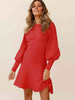 Round Neck Lantern Sleeve Sweater Dress Bazaarbey