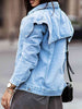Collared Neck Button Down Denim Jacket Bazaarbey