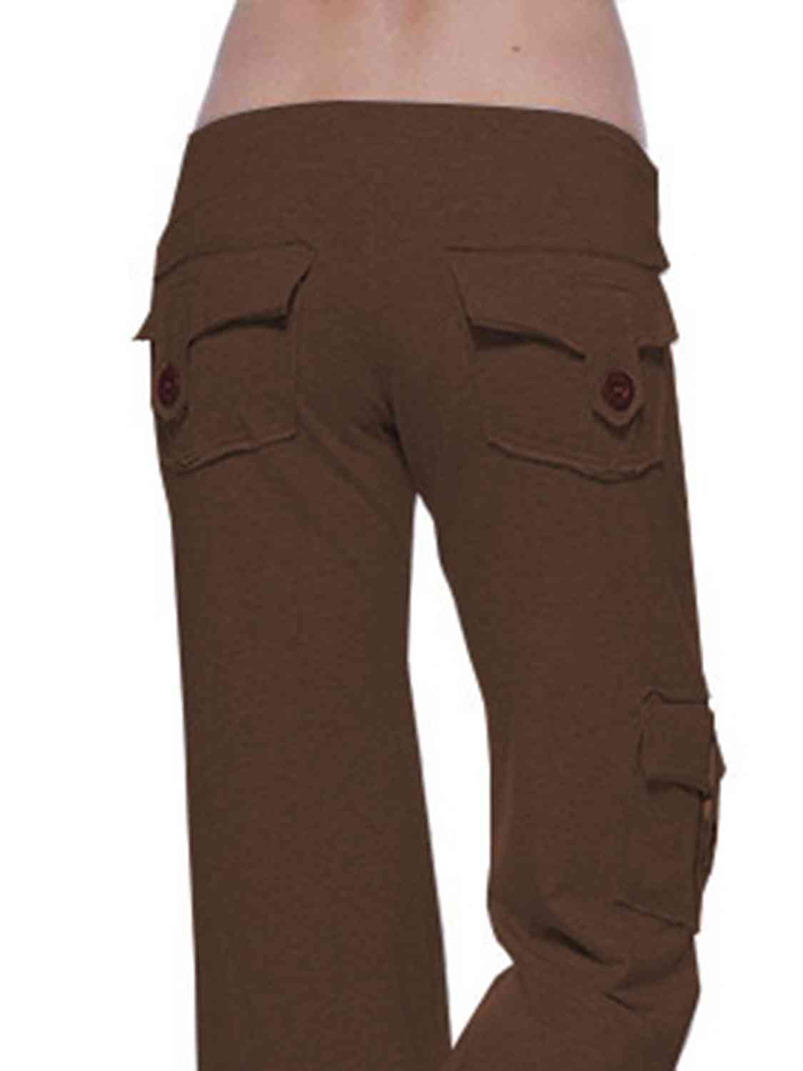 Mid Waist Pants with Pockets Bazaarbey