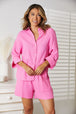BazaarBey  Textured Shirt and Elastic Waist Shorts Set 