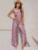 Tied Printed Tube Wide Leg Jumpsuit Trendsi