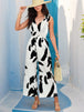 BazaarBey Tied Printed Surplice Sleeveless Jumpsuit 