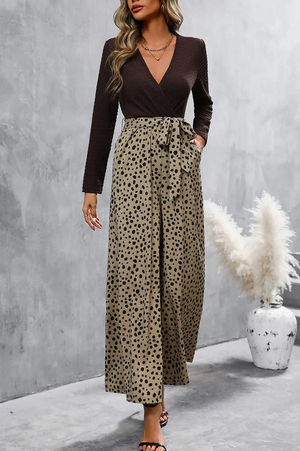 BazaarBey Long Sleeve Tie Waist Jumpsuit 