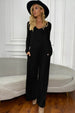 BazaarBey Long Sleeve V-Neck Jumpsuit with Pockets 