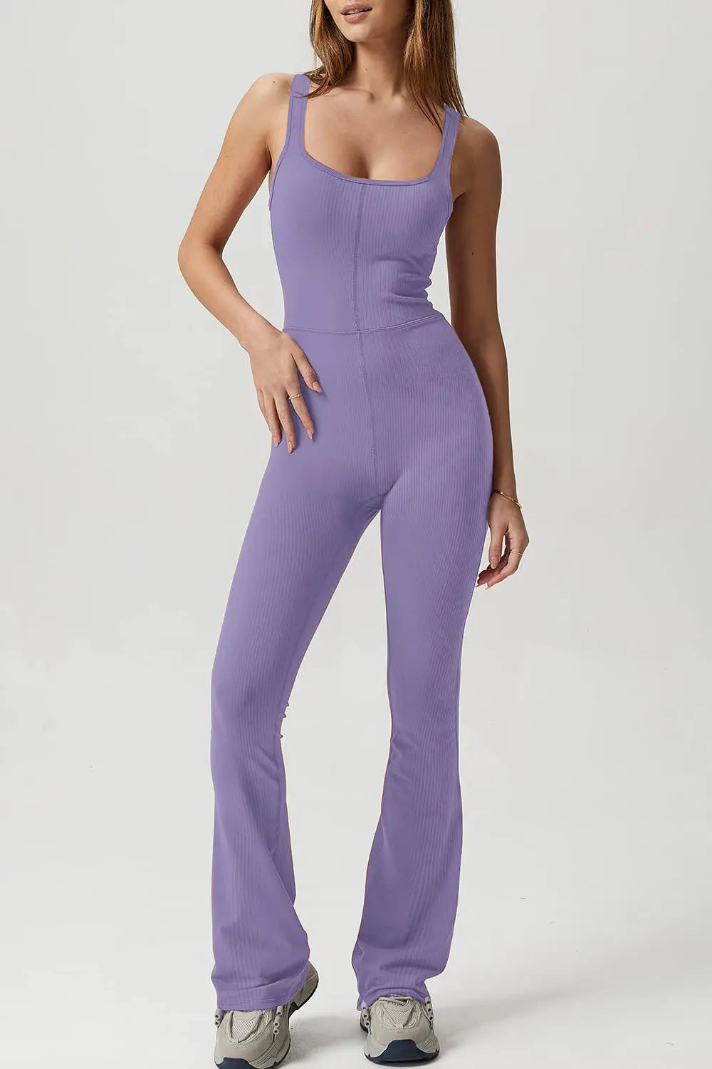Square Neck Sleeveless Sports Jumpsuit Trendsi