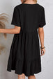 Full Size Ruched V-Neck Short Sleeve Dress -BazaarBey - www.shopbazaarbey.com