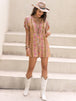 Tied Printed Short Sleeve Romper Trendsi