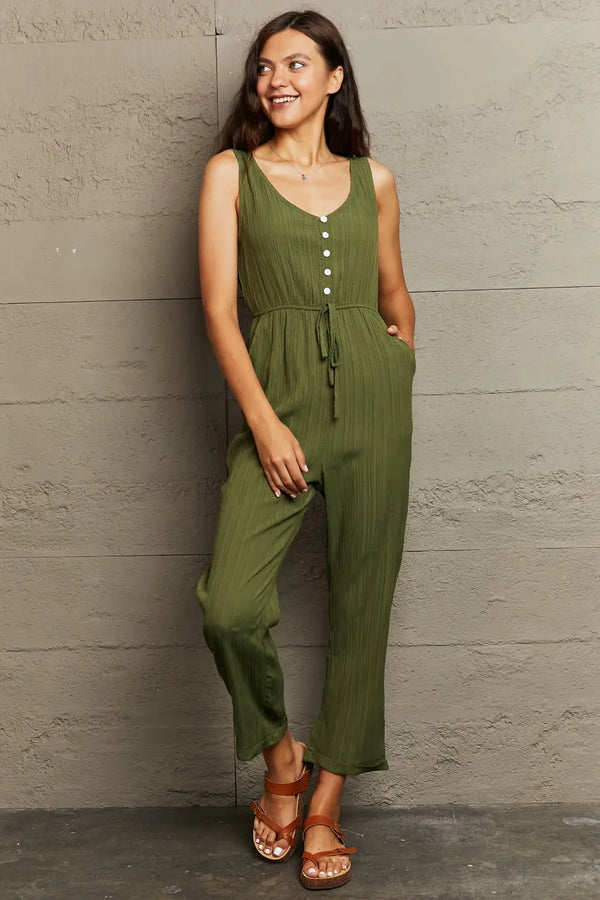 BazaarBey Tied Sleeveless Jumpsuit with Pockets 