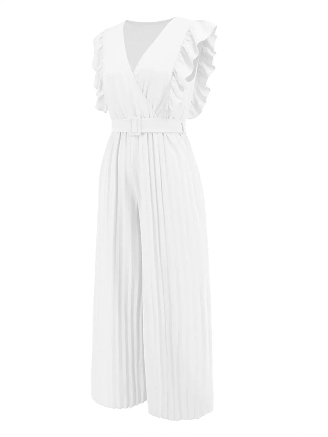 Ruffled Surplice Cap Sleeve Jumpsuit Trendsi