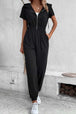 BazaarBey Zip-Up Short Sleeve Hooded Jumpsuit with Pockets 