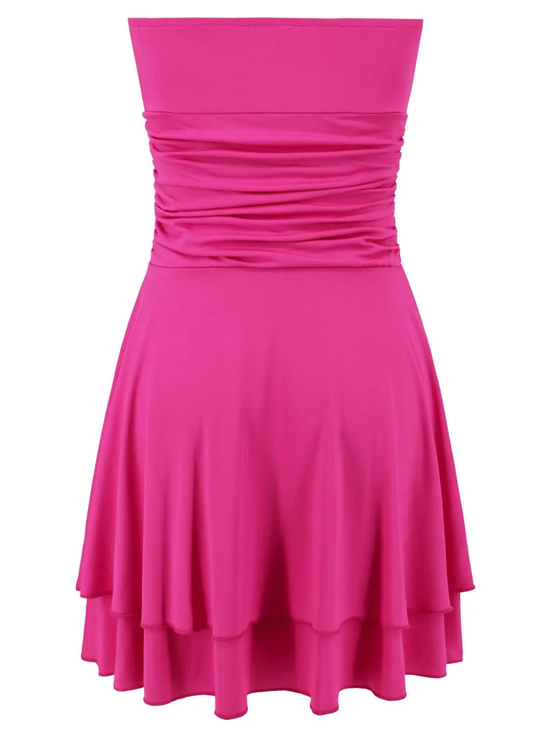 Ruched Layered Tube Mini Dress -BazaarBey - www.shopbazaarbey.com