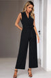 Tie Waist Shawl Collar Sleeveless Jumpsuit Trendsi
