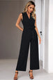 Tie Waist Shawl Collar Sleeveless Jumpsuit Trendsi
