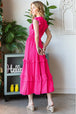  V-Neck Ruffle Trim Tiered Midi Dress -BazaarBey - www.shopbazaarbey.com