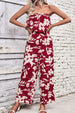 Floral Strapless Wide Leg Jumpsuit Trendsi