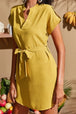 Tied Notched Short Sleeve Dress -BazaarBey - www.shopbazaarbey.com