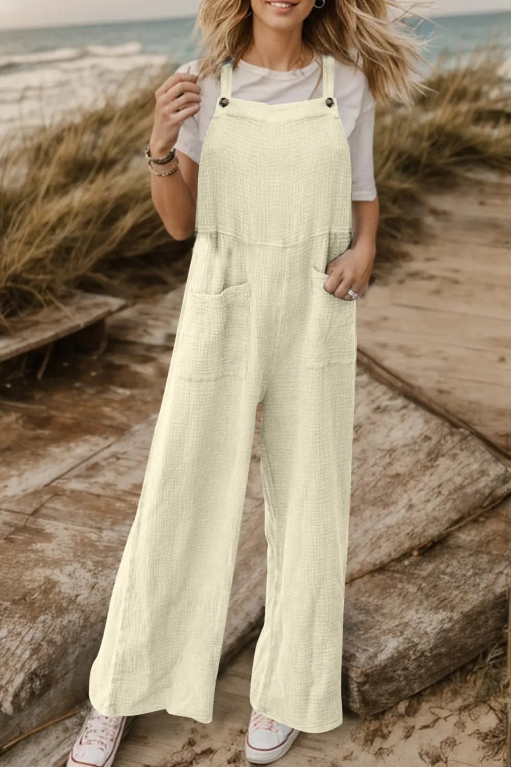  Wide Leg Front Pocket Jumpsuit Trendsi