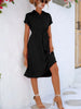 Buttoned Tie Waist Short Sleeve Dress -BazaarBey - www.shopbazaarbey.com